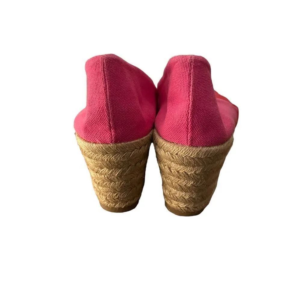 Tory Burch Filipa Colorblock Espadrilles Pink‎ Red Wedge Heel Size 10
